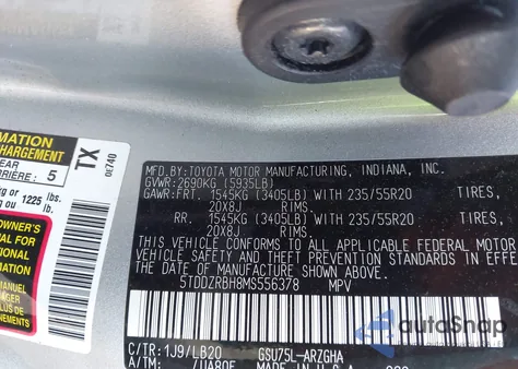 2021 Toyota Highlander Limited/Platinum from USA, damaged, VIN 5TDDZRBH8MS556378